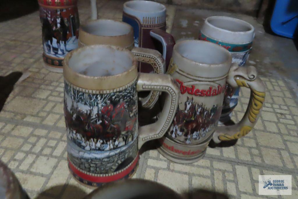 Large variety of Anheuser Busch steins