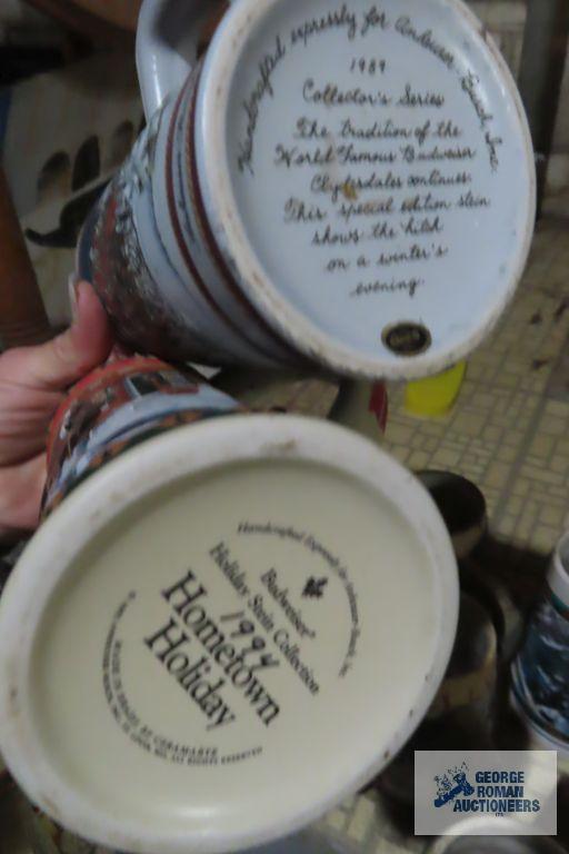 Large variety of Anheuser Busch steins