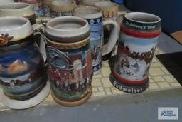 Large variety of Anheuser Busch steins