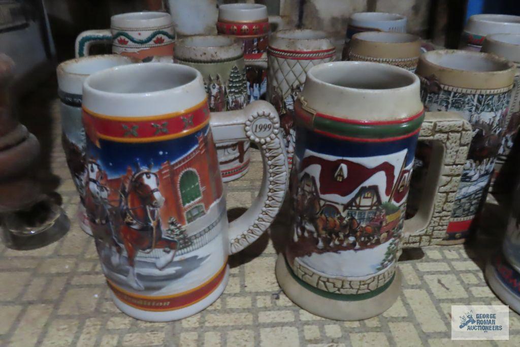 Large variety of Anheuser Busch steins