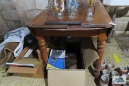 Drop leaf table with three leaves, needs refinished and formica...top table with one leaf