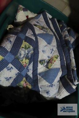 Tote with quilts, blue ones seem to be full/queen size, other maybe King