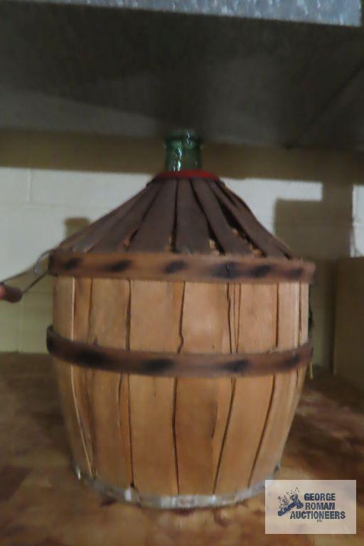 Handled basket with glass jug