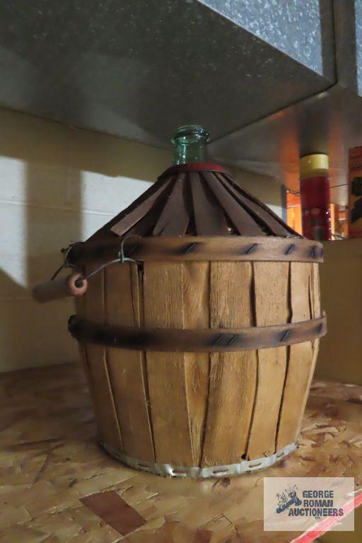 Handled basket with glass jug