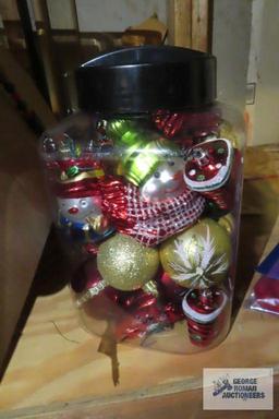 Christmas ornaments and variety of ornaments and decorations