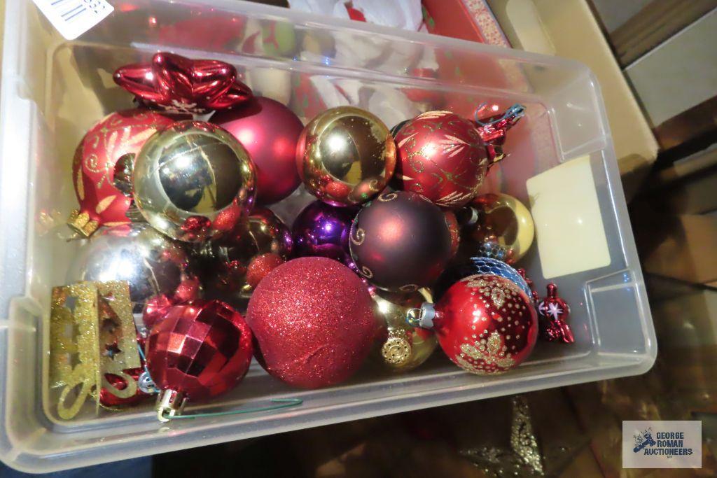 Christmas ornaments and variety of ornaments and decorations