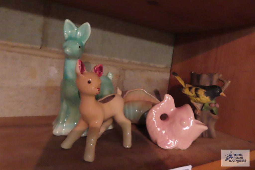 Deer, fish, seashell, and bird planters