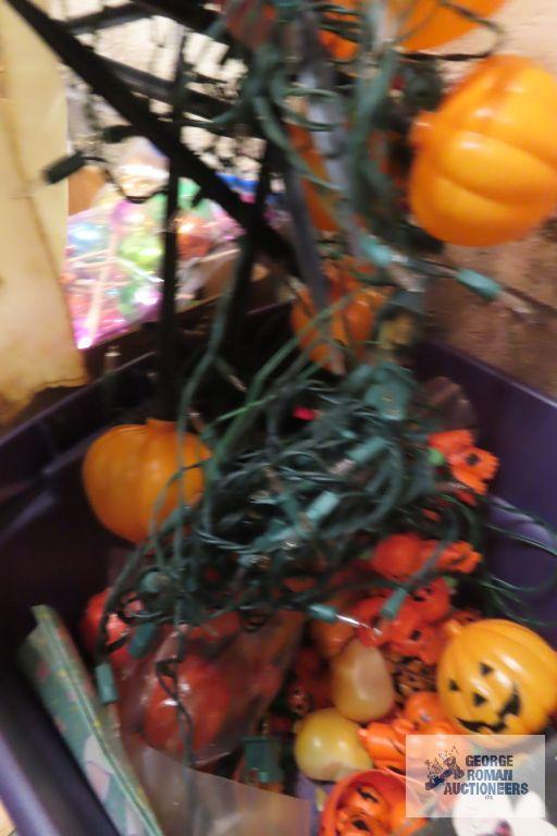 Pumpkin lights and ghost decorations