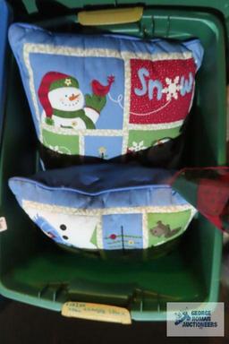 Christmas pillows, throw, tree skirt, stockings, tablecloths, tree topper, decorative items