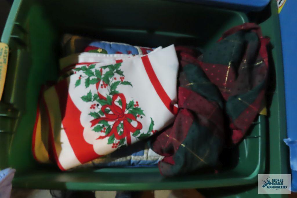 Christmas pillows, throw, tree skirt, stockings, tablecloths, tree topper, decorative items