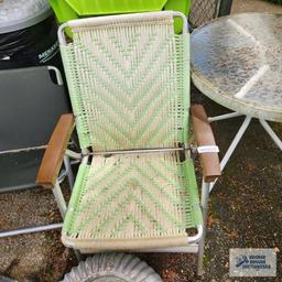 Medium sized outdoor table and two folding chairs