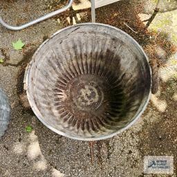 Two metal wash tubs