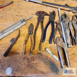 Lot of hand tools, cutters, pliers and etc