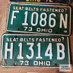 Lot of Ohio license plates including 1973 and 1974