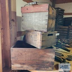 Lot of antique wooden crates