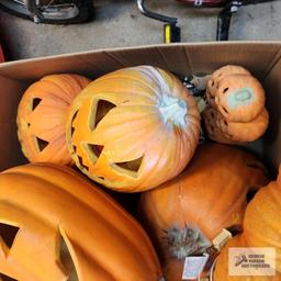 Lot of assorted jack-o-lantern Halloween decorations