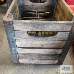 1950 Burton Dairy wooden and metal milk crate