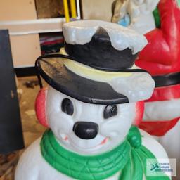 Snowman plastic lighted decoration, approximately 3-1/2 ft tall