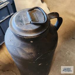 Antique milk can with lid