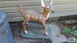 Cement deer decoration. marked 1961, Has cracks and base is split