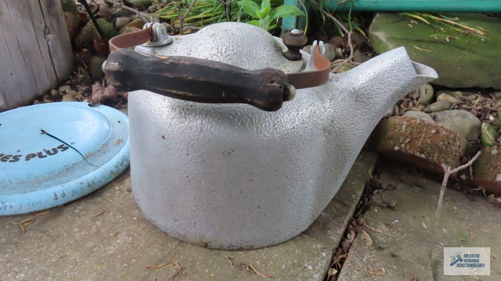 Vintage hammered aluminum kettle