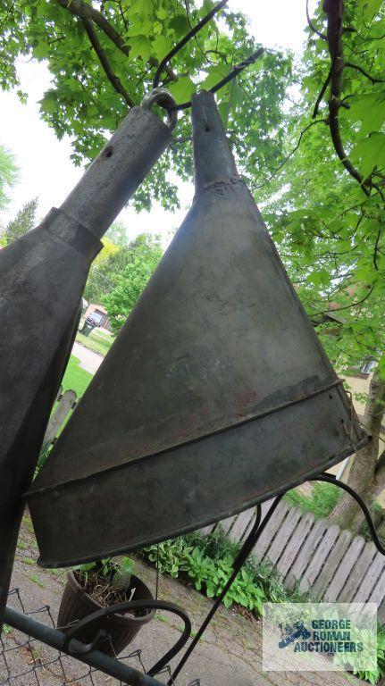 Homemade bell and metal funnel