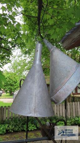 Homemade bell and metal funnel