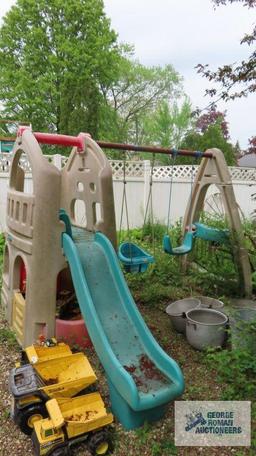 Step 2 swing set with Little Tikes boat sandbox