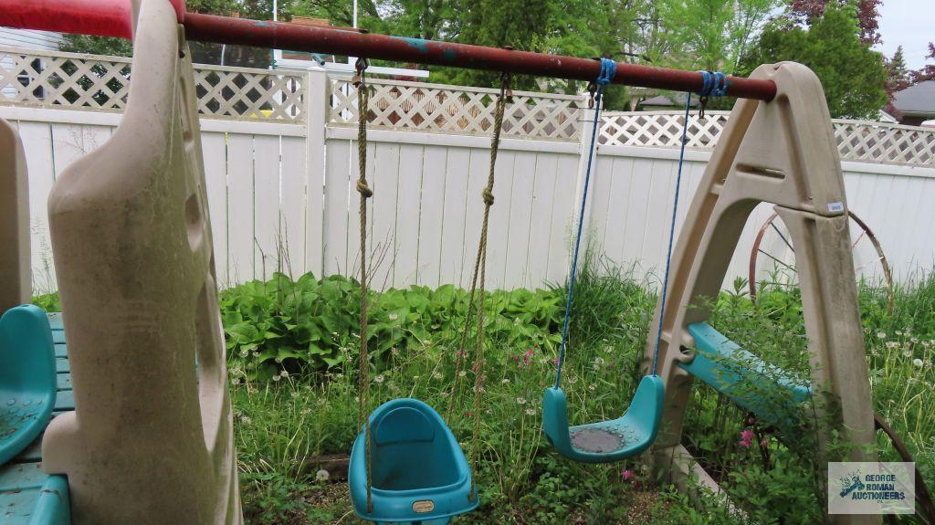 Step 2 swing set with Little Tikes boat sandbox