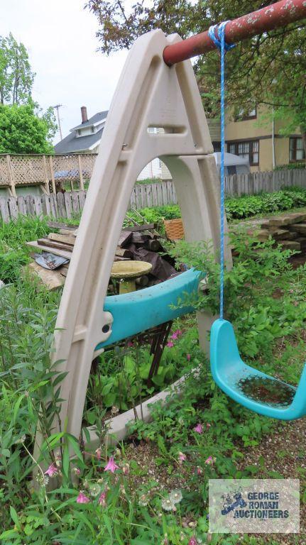 Step 2 swing set with Little Tikes boat sandbox