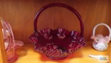 Cranberry hobnail basket