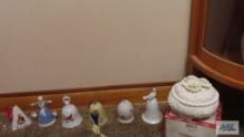 Variety of bells and ceramic trinket holder