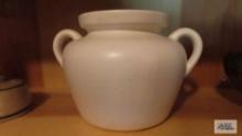 White two-handled bean pot, no lid