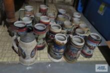 Large variety of Anheuser Busch steins