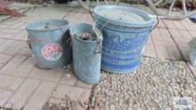 Three metal minnow buckets