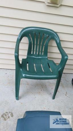 Plastic outdoor chair and small table