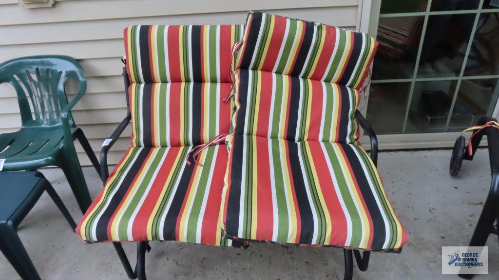 Twin platform rocker with cushions