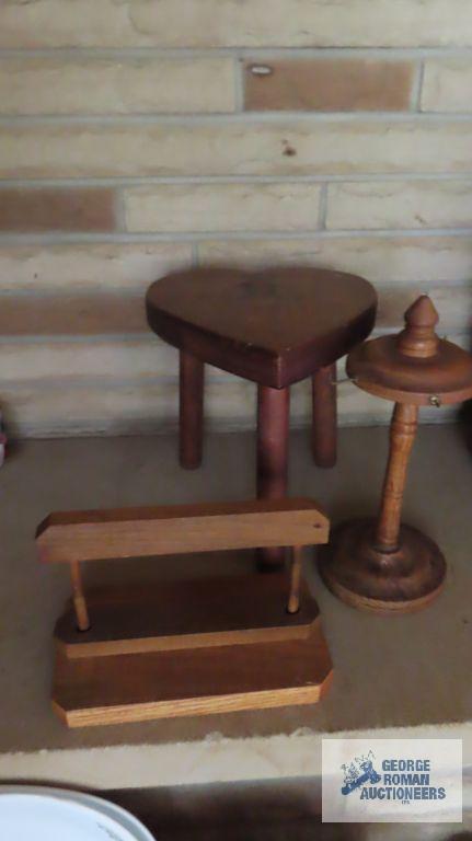 Heart stool and two decorative pieces of wood