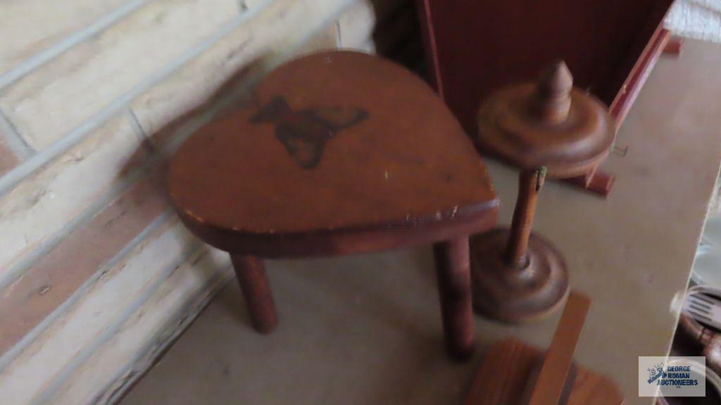 Heart stool and two decorative pieces of wood