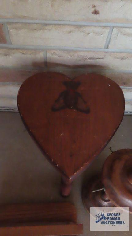Heart stool and two decorative pieces of wood