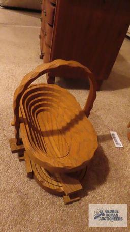 Two wood collapsible baskets