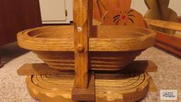 Two wood collapsible baskets