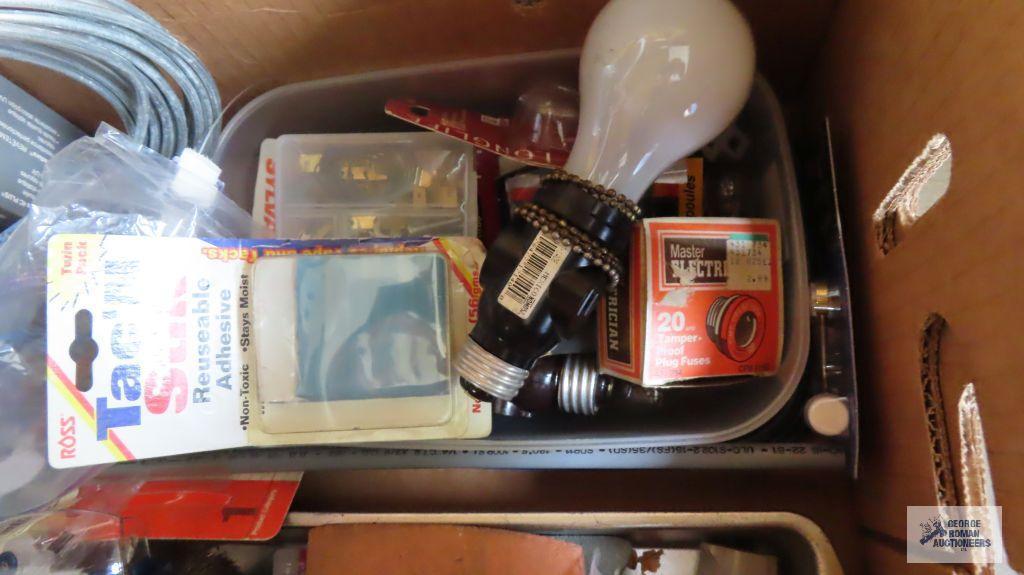 Miscellaneous items, including welding gloves, bike seat, assorted tools and etc.