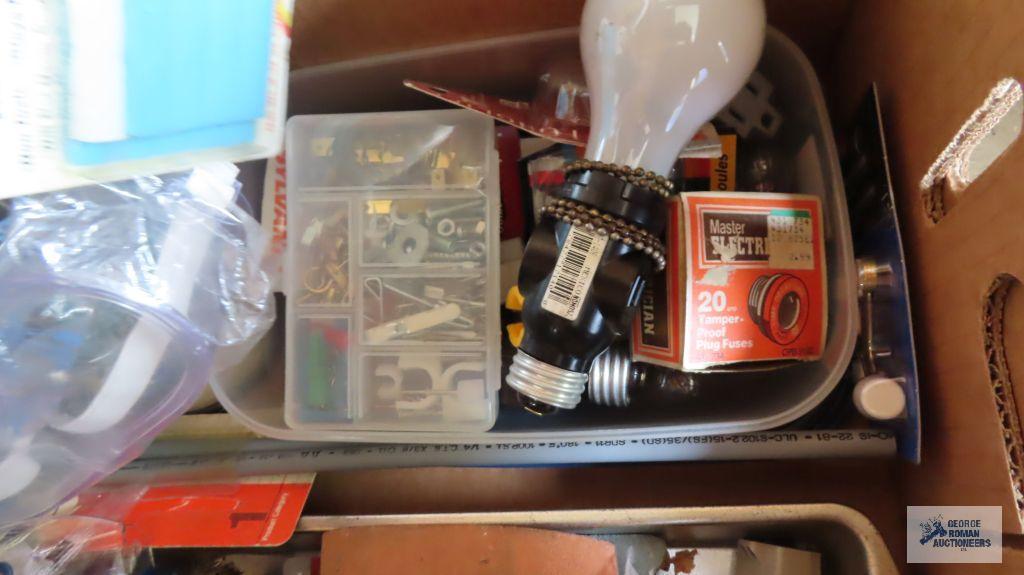 Miscellaneous items, including welding gloves, bike seat, assorted tools and etc.