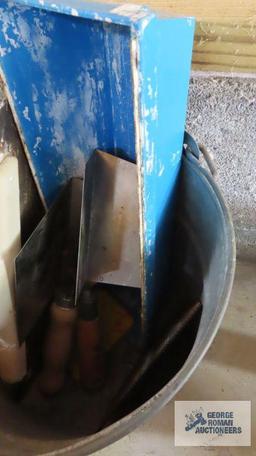 Galvanized bucket with drywall tools