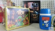 Snoopy thermos, Muppet lunchbox, Batman folders