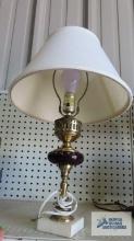 Antique cranberry glass vanity lamp