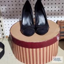 Ladies high heeled shoes and Strouss-Hirschberg's hat box