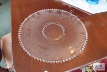 Large glass candlewick trimmed plate
