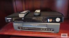 Samsung DVD player with remote and Panasonic VHS player